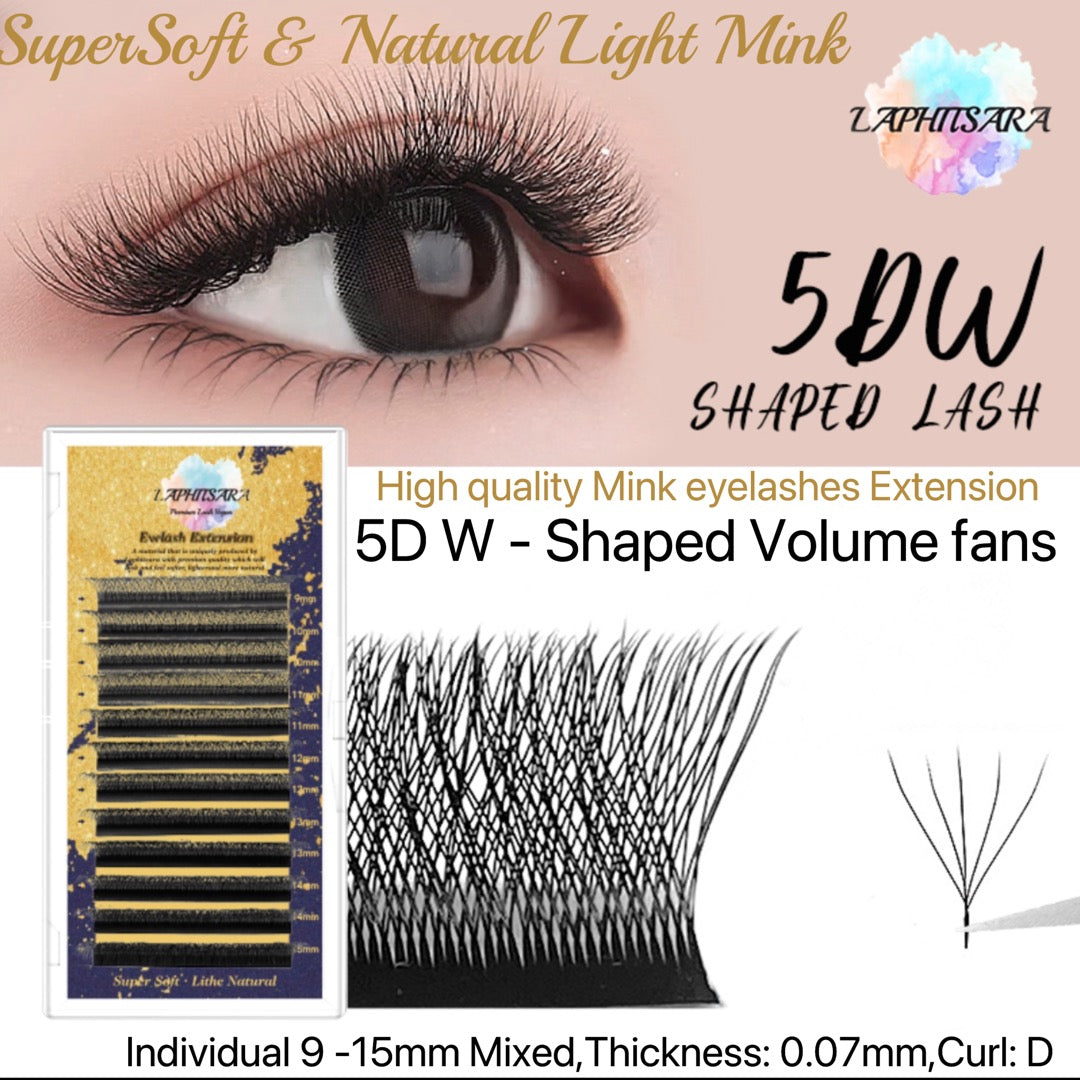 Premade Mink 5D Professional Eyelash Extension High-Quality Lashes D Curl 9-15mm Mixed tray thickness:0.07mm