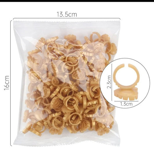 Eyelash Extension Glue Ring 100PCS Disposable Eyelash Ring Heart-shaped BLUE PINK GOLD