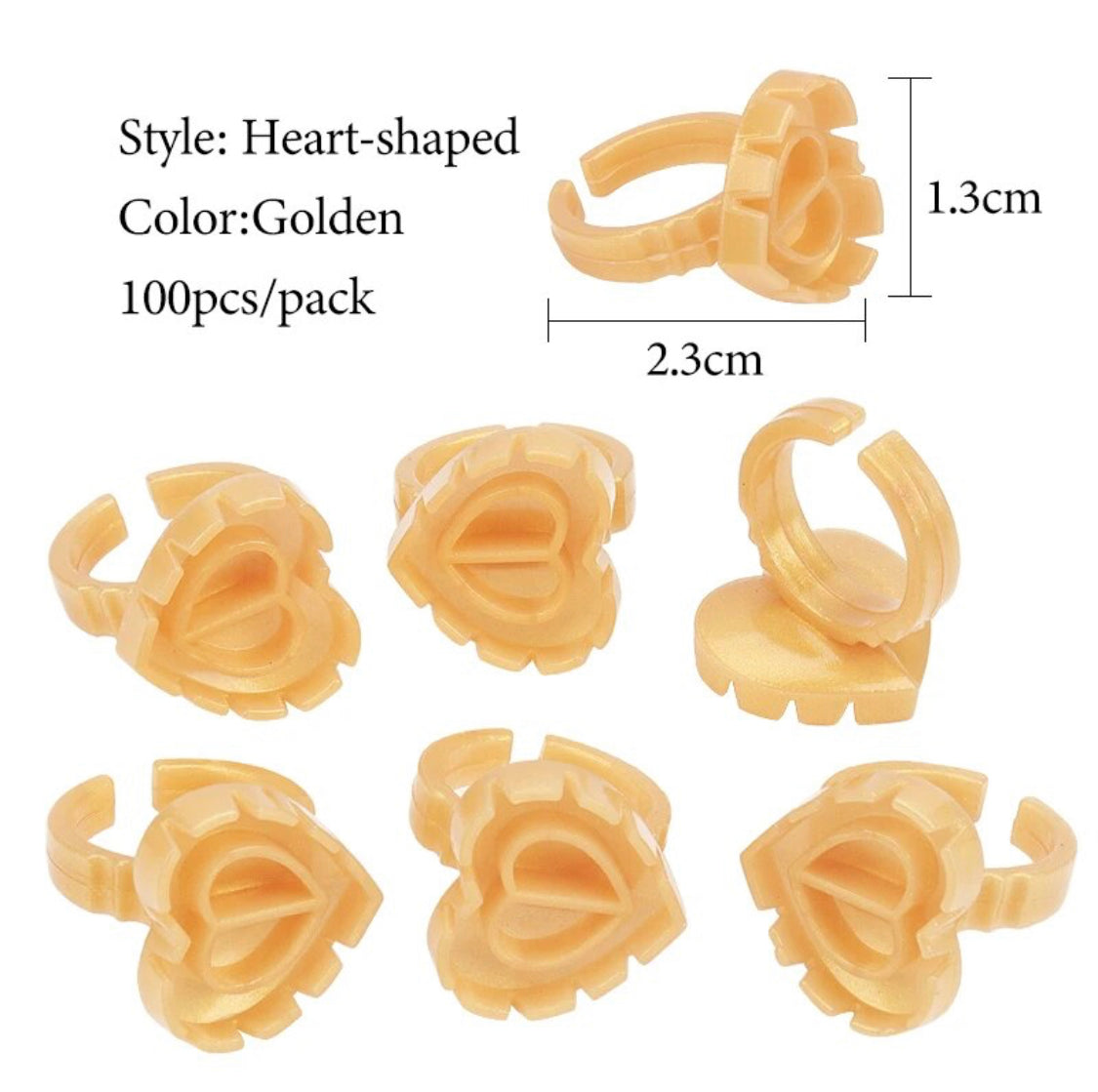 Eyelash Extension Glue Ring 100PCS Disposable Eyelash Ring Heart-shaped BLUE PINK GOLD