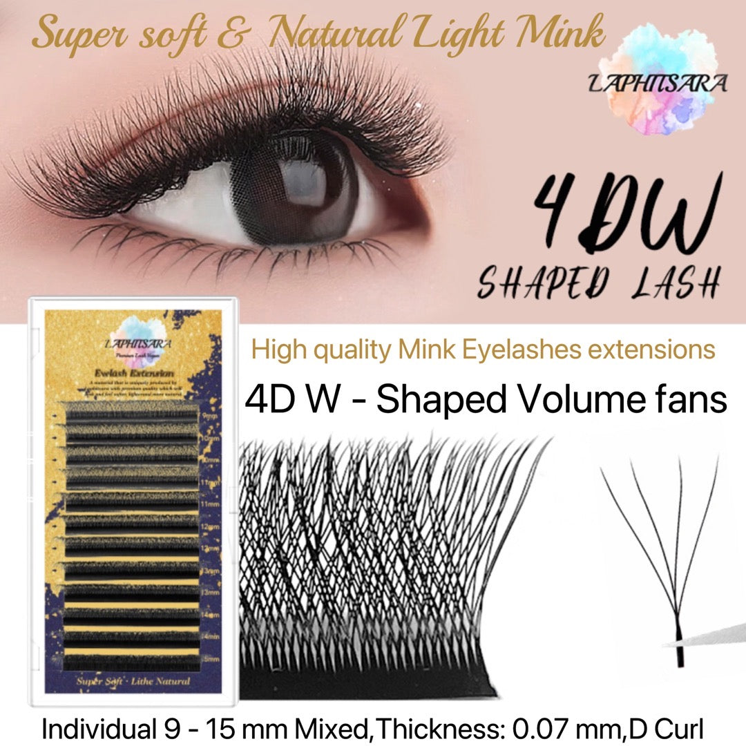 Premade Mink 4D Professional Eyelash Extension  High-Quality Lashes D Curl 9-15mm Mixed tray thickness:0.07mm
