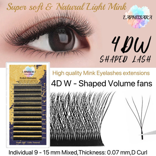 Premade Mink 4D Professional Eyelash Extension  High-Quality Lashes D Curl 9-15mm Mixed tray thickness:0.07mm