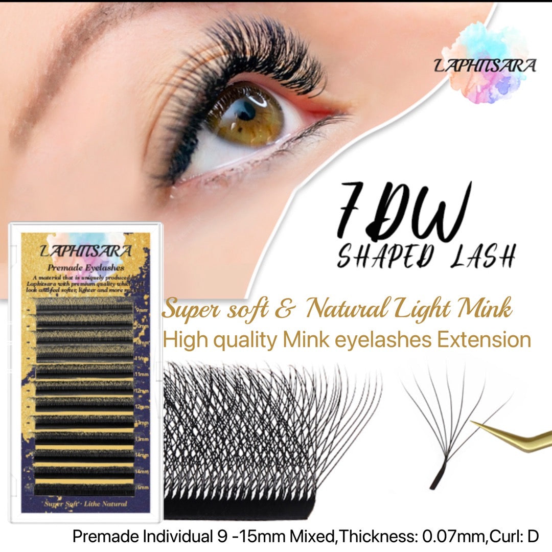 Premade Mink 7D Professional Eyelash Extension  High-Quality Lashes D Curl thickness:0.07mm