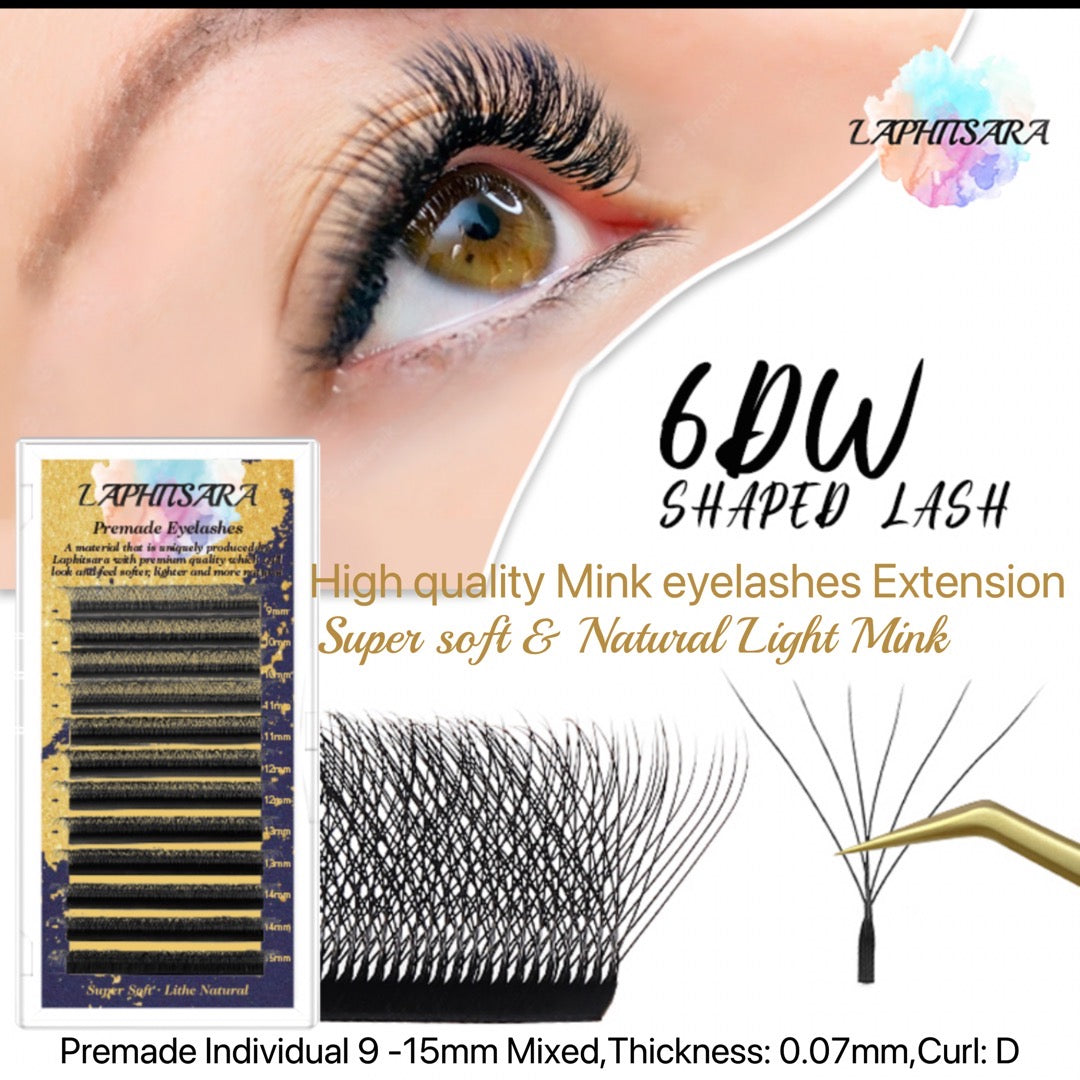 Premade Mink 6D Professional Eyelash Extension  High-Quality Lashes D Curl thickness:0.07mm