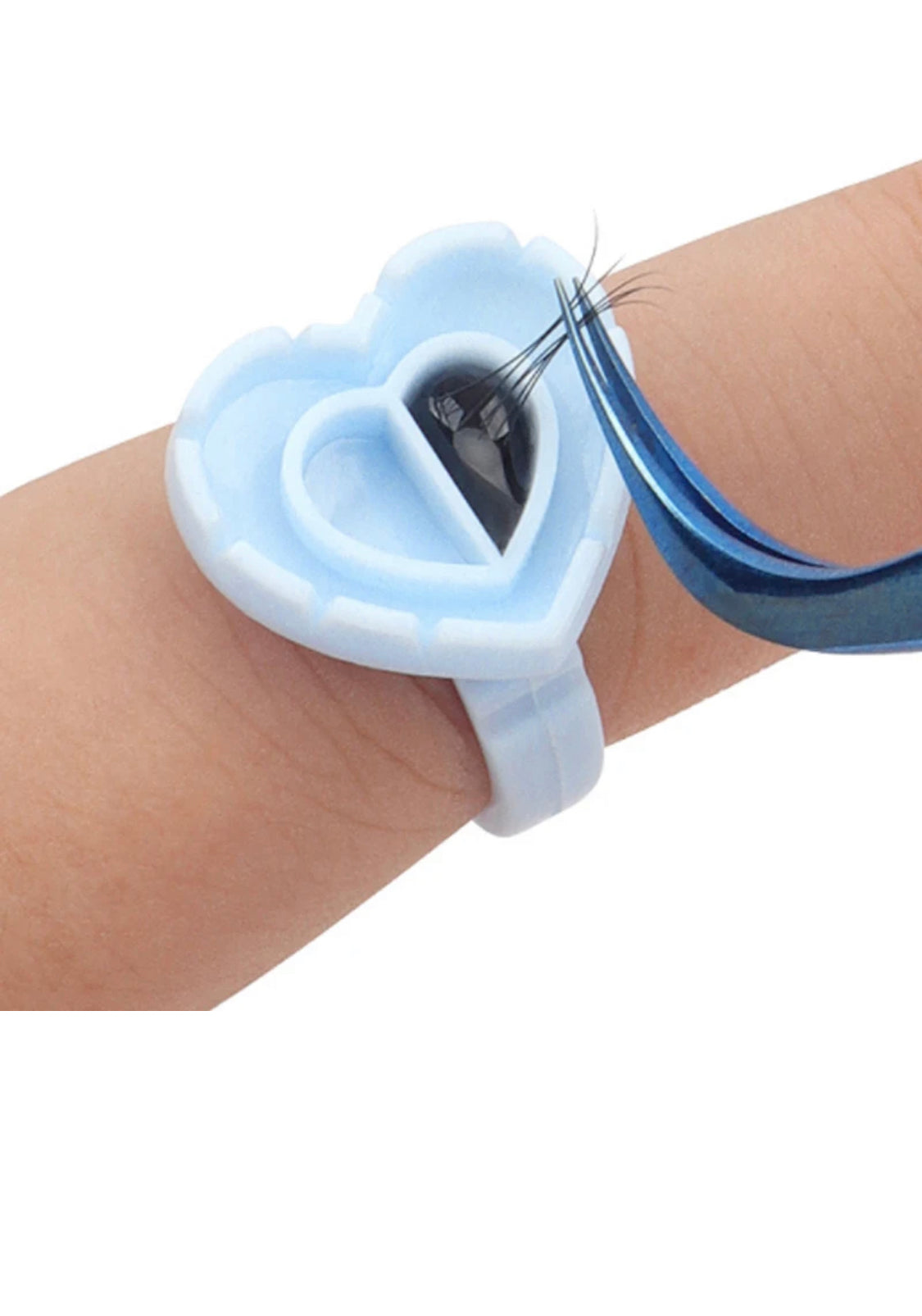 Eyelash Extension Glue Ring 100PCS Disposable Eyelash Ring Heart-shaped BLUE PINK GOLD