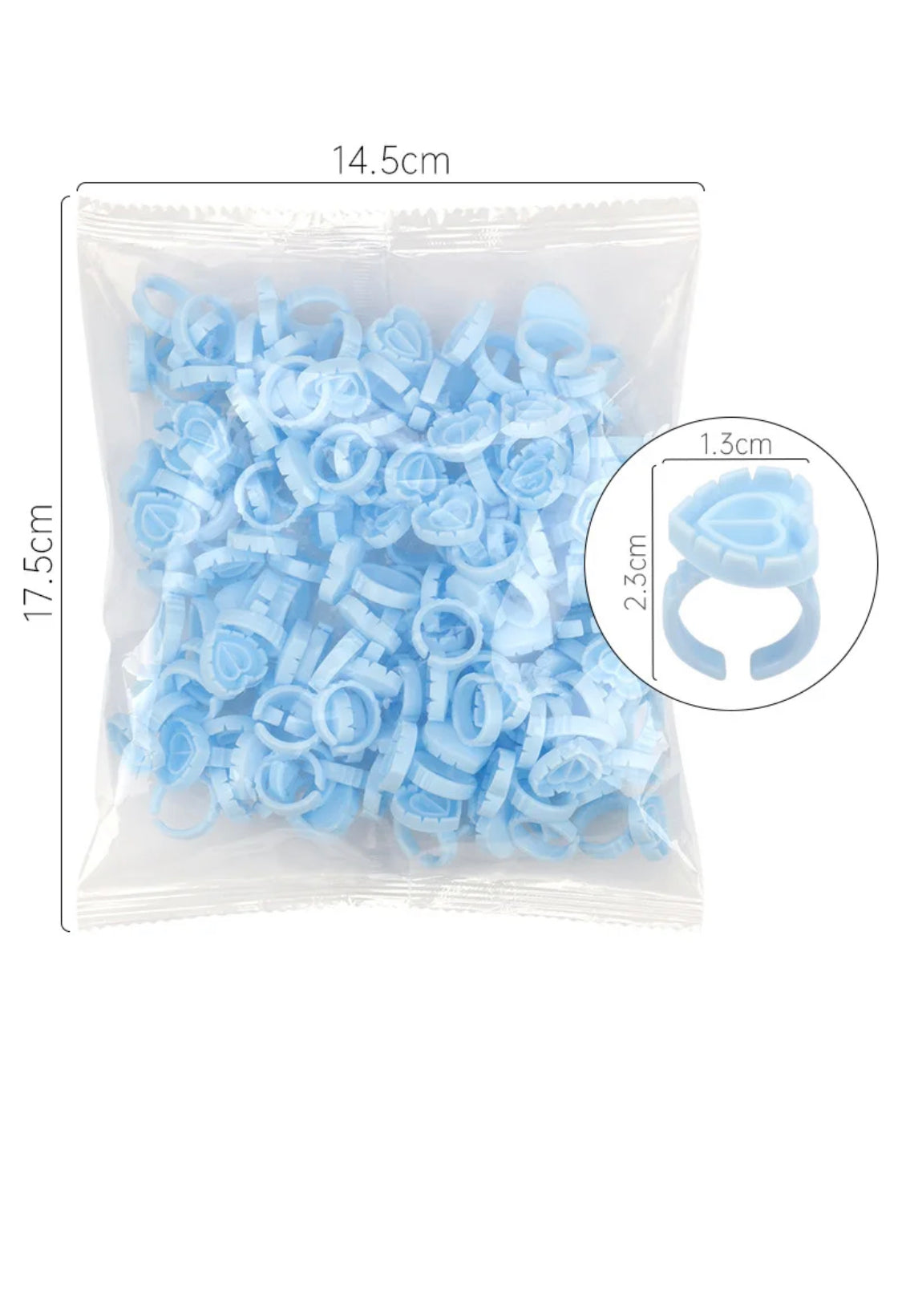 Eyelash Extension Glue Ring 100PCS Disposable Eyelash Ring Heart-shaped BLUE PINK GOLD