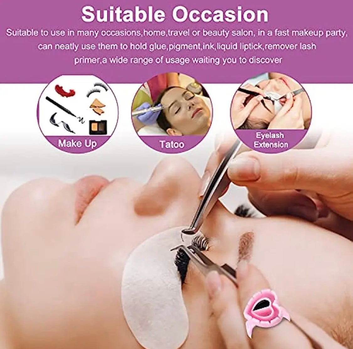 Eyelash Extension Glue Ring 100PCS Disposable Eyelash Ring Heart-shaped BLUE PINK GOLD