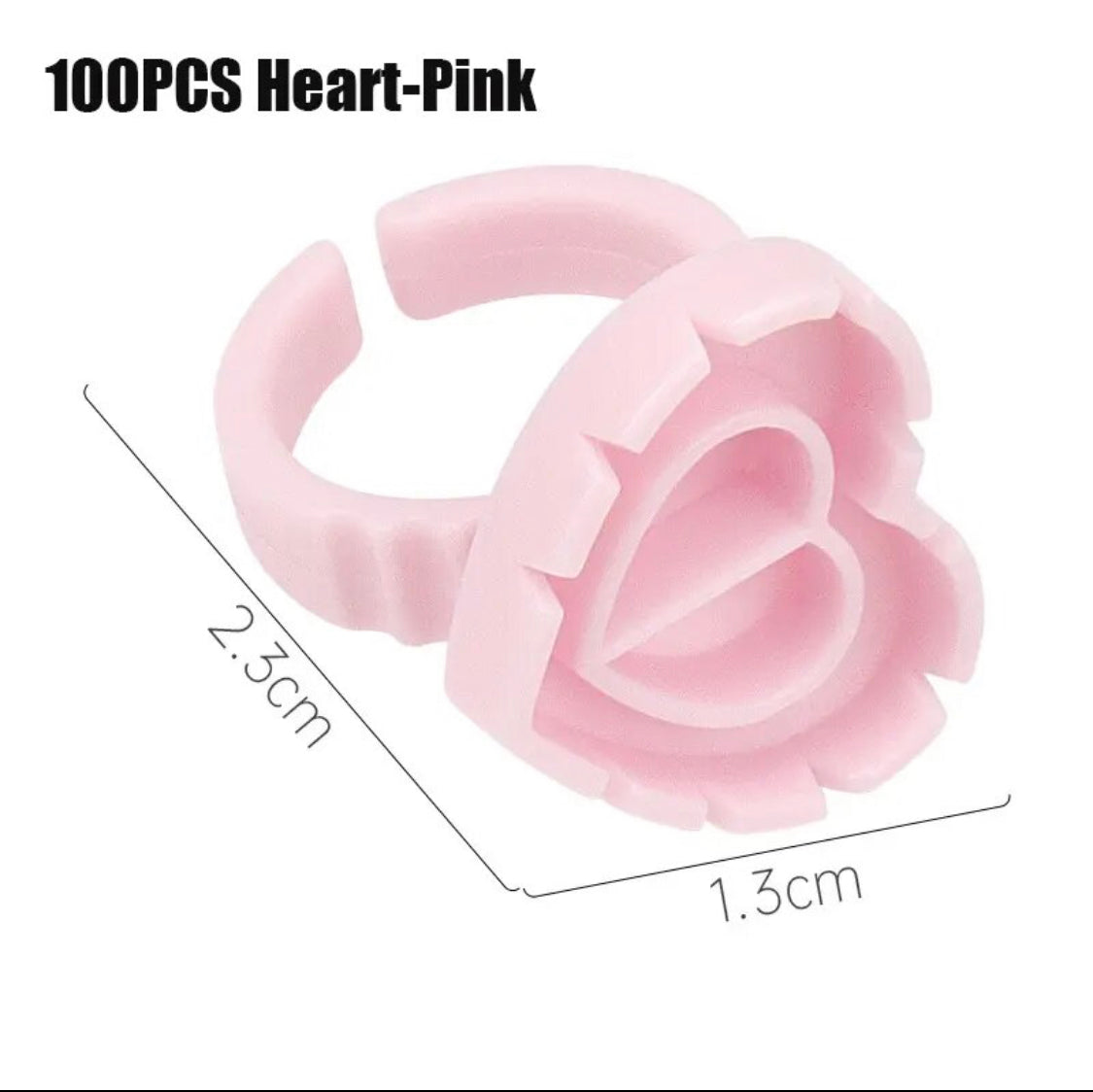 Eyelash Extension Glue Ring 100PCS Disposable Eyelash Ring Heart-shaped BLUE PINK GOLD