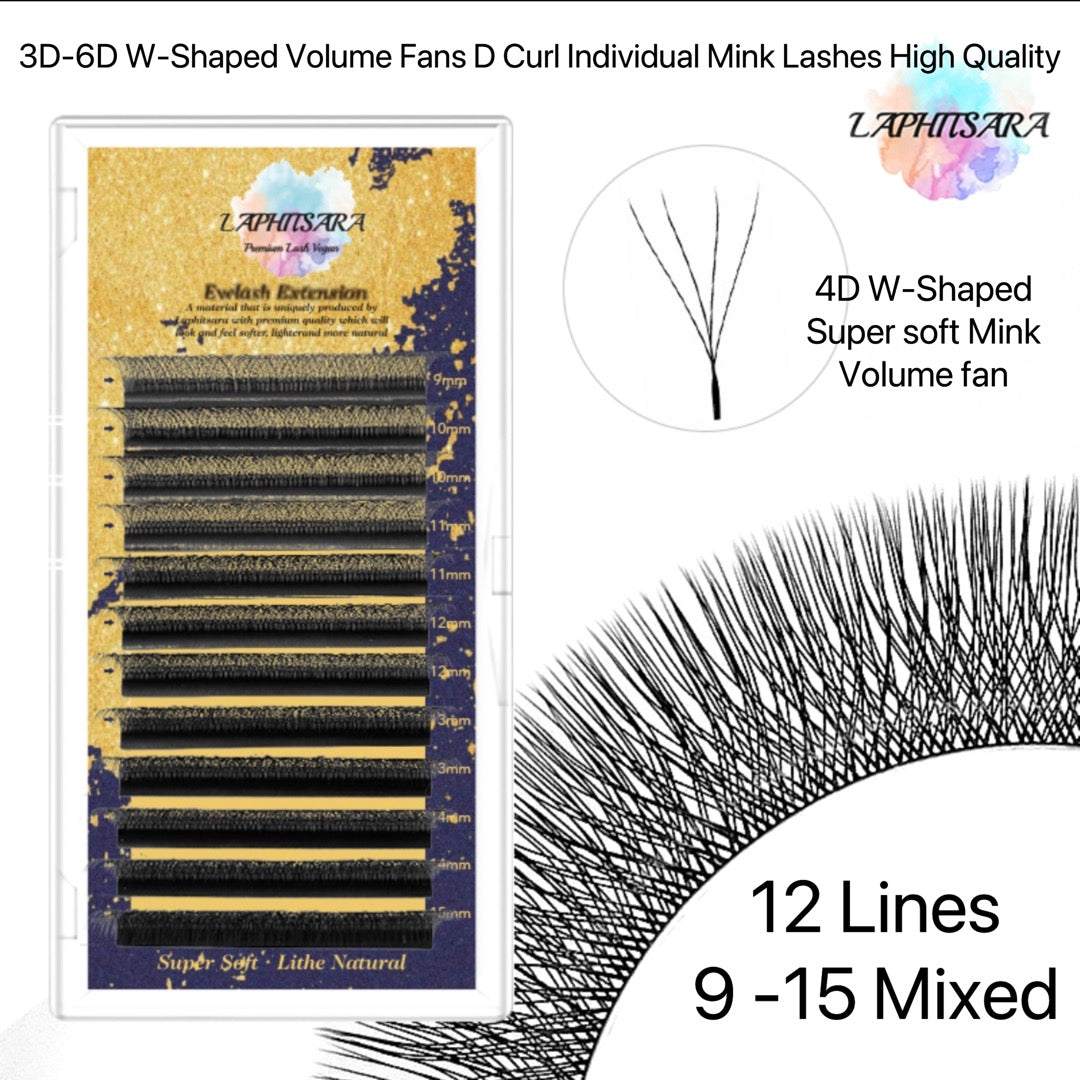 Premade Mink 4D Professional Eyelash Extension  High-Quality Lashes D Curl 9-15mm Mixed tray thickness:0.07mm