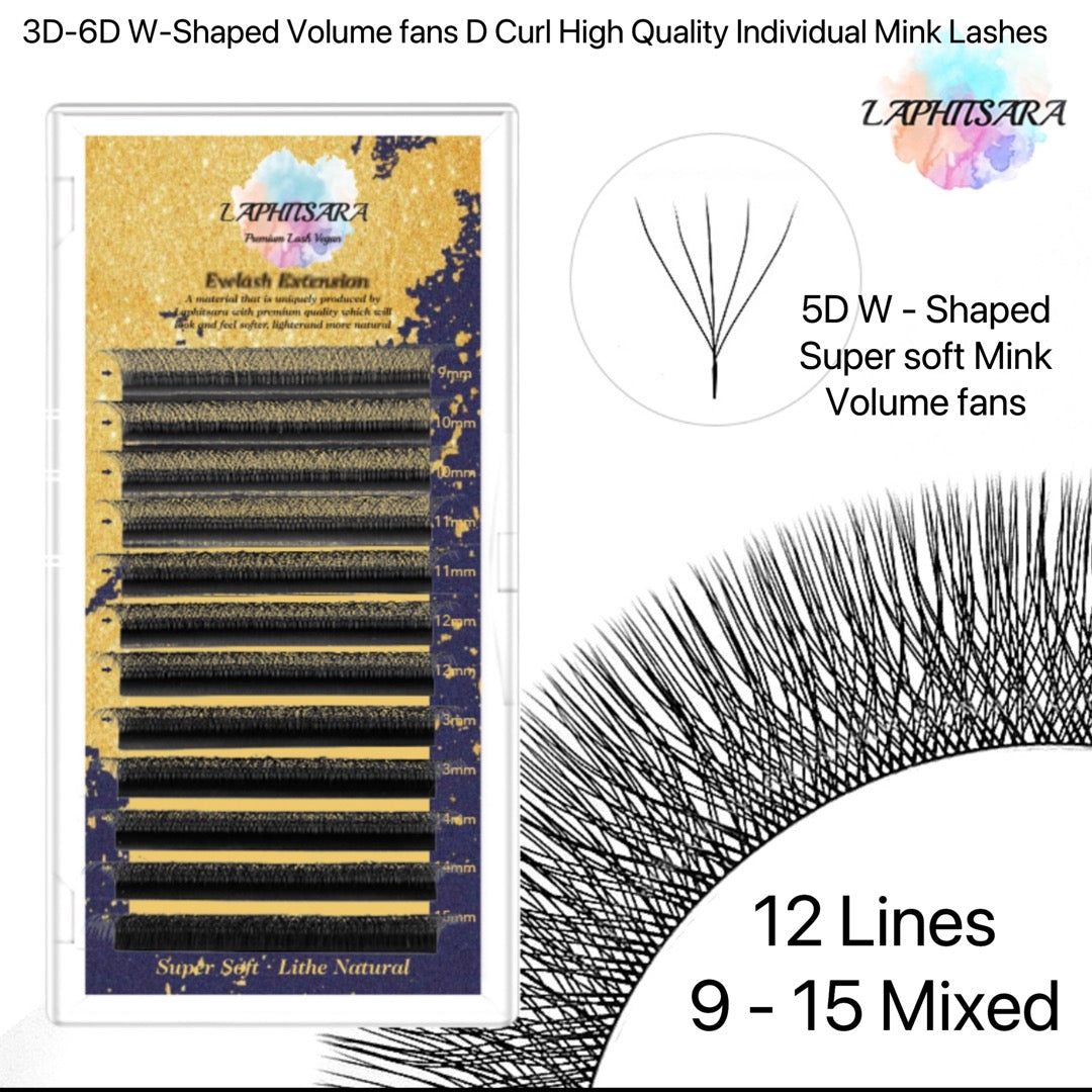 Premade Mink 5D Professional Eyelash Extension  High-Quality Lashes D Curl 9-15mm Mixed tray thickness:0.07mm